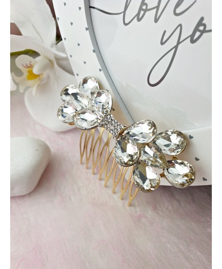 Grzebień ozdobny złota kokarda