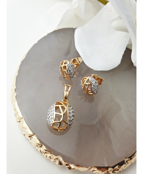 Komplet pozłacany owalny