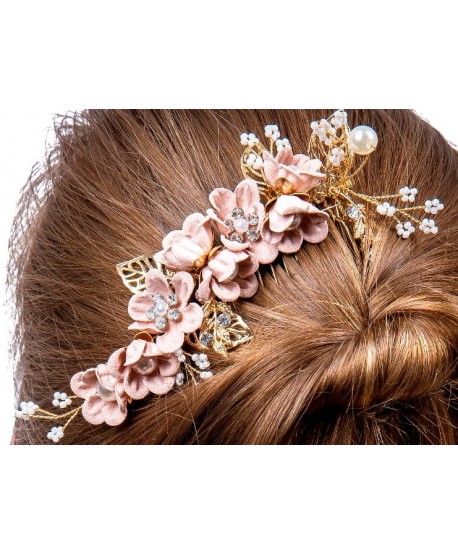 Grzebyk ozdobny różowe kwiaty