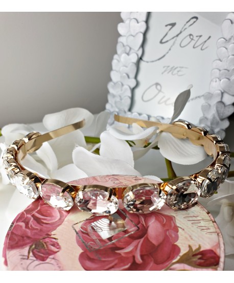 Opaska wysadzana owalnymi kryształkami