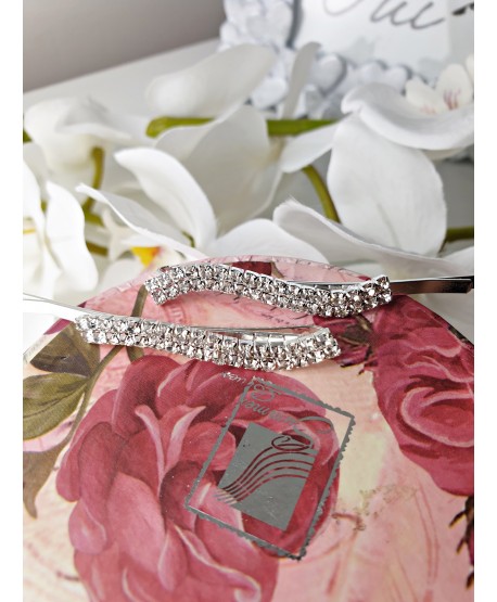 Spinki wsuwki srebrne dżetowe podwójne fale