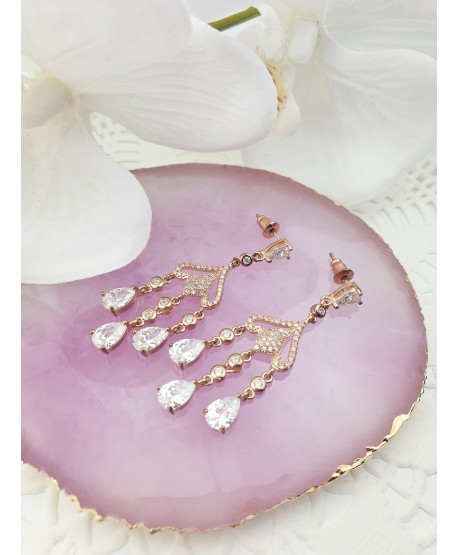 Kolczyki stal złocona zwiewne z łezkami