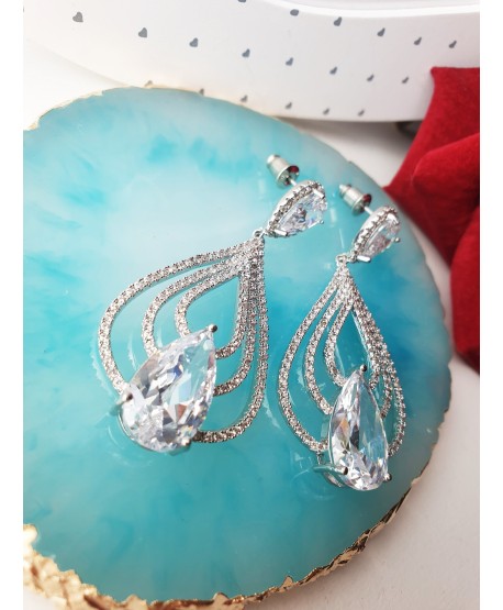 Kolczyki stal srebrny symetryczne łezki