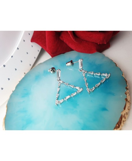 Kolczyki stal srebrne geometryczne