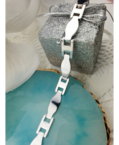 Bransoletka stal srebrna codzienna z finezyjnymi wstawkami