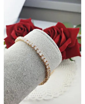 Bransoletka stal złote cyrkonie