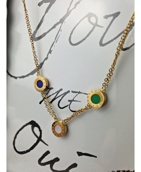 Naszyjnik stal złoty kolorowe Bulgari