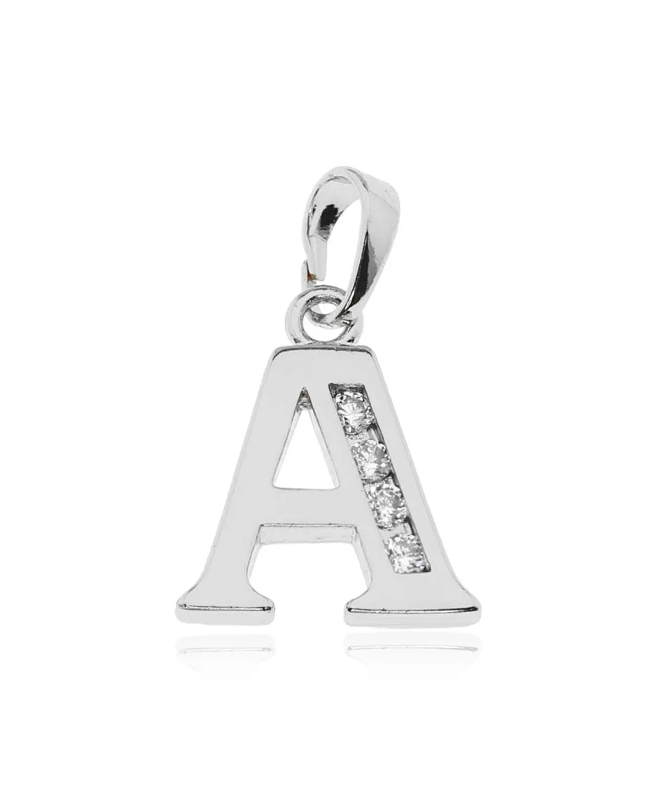 Zawieszki literki stal w srebrze z cyrkoniami