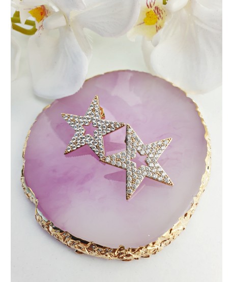 Kolczyki stal złote gwiazdki