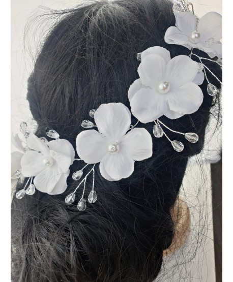 Ozdoba do włosów białe kwiaty
