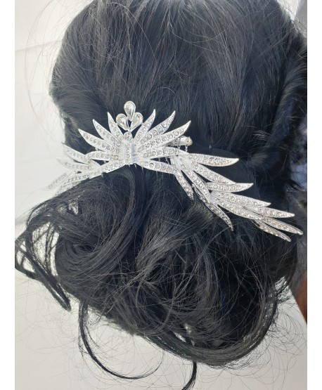 Grzebień ozdobny srebrny duży