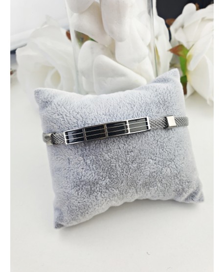 Bransoletka męska metalowa ze srebrną kratką