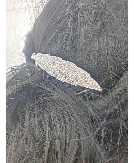 Grzebień ozdobny srebrny liść