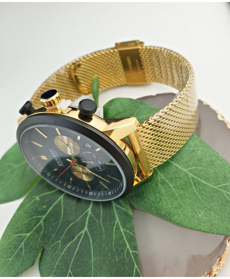 Zegarek męski na złotej taśmowej bransolecie