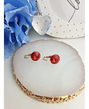 Kolczyki stal czerwone kryształki na biglu