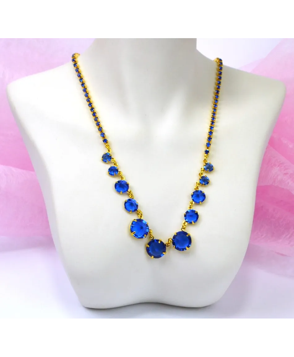 Naszyjnik z kryształkami w złocie- kolory