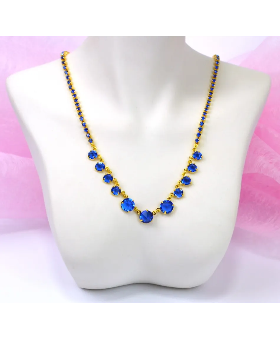 Naszyjnik z kryształkami w złocie- kolory