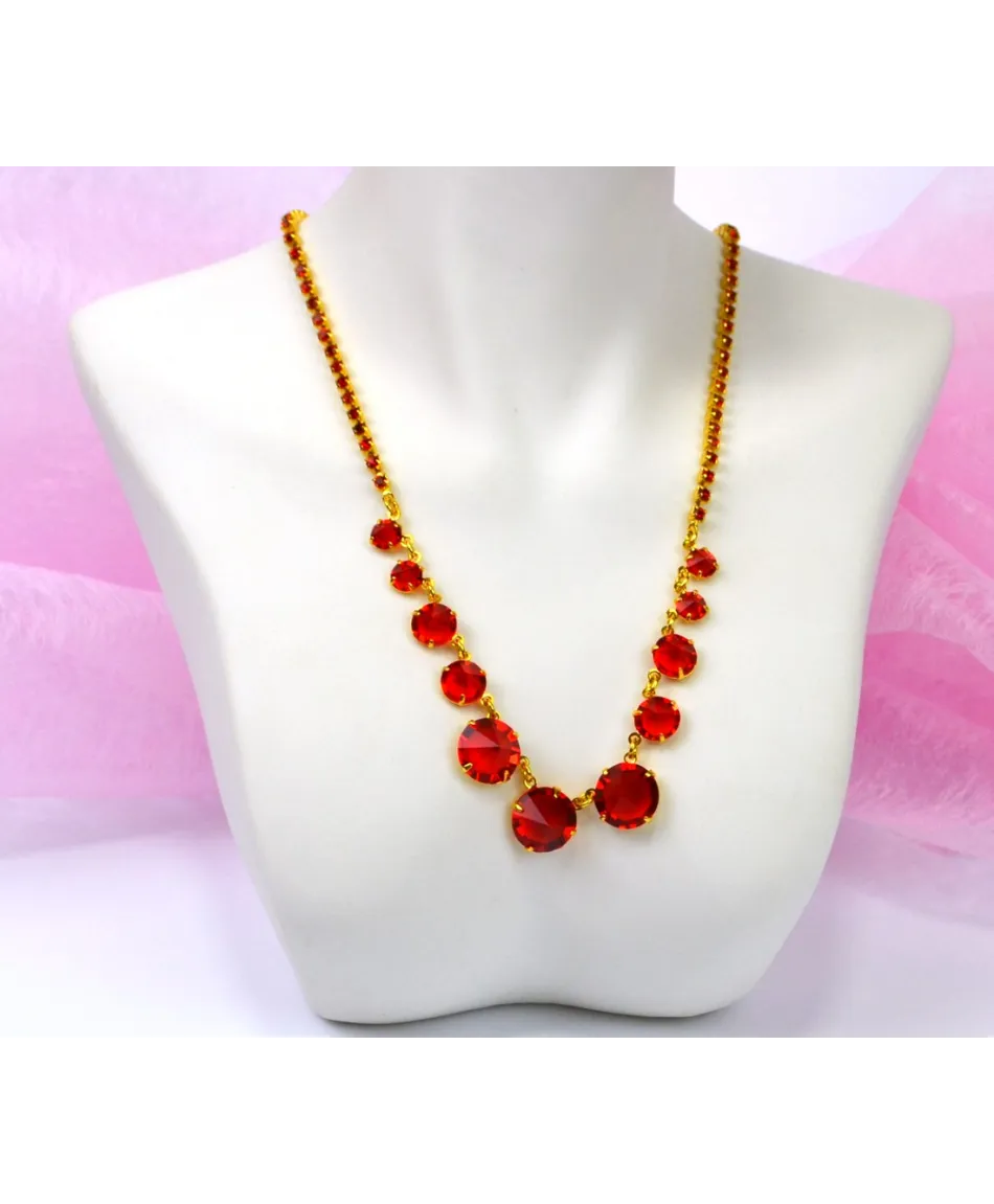 Naszyjnik z kryształkami w złocie- kolory