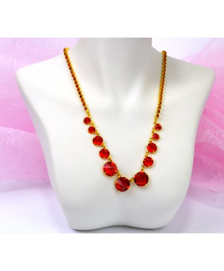 Naszyjnik z kryształkami w złocie- kolory