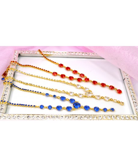 Naszyjnik z kryształkami w złocie ze zwisem różne kolory