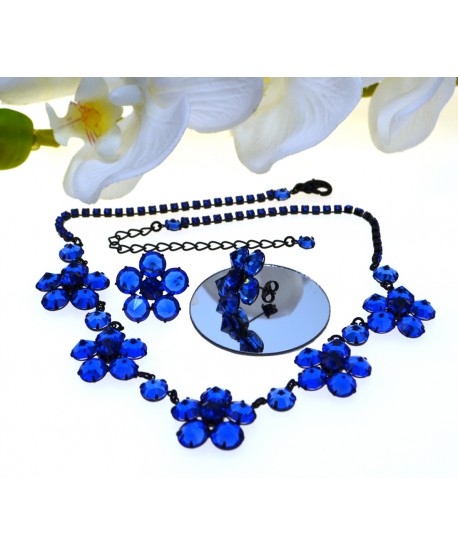 Komplet chabrowe kryształki w czerni