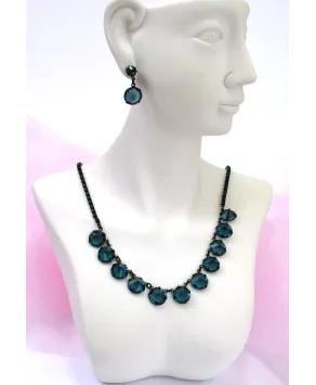 Komplet granatowe kryształki w czerni - różne modele