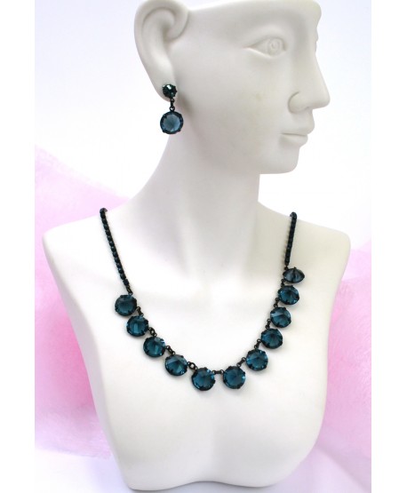 Komplet granatowe kryształki w czerni - różne modele