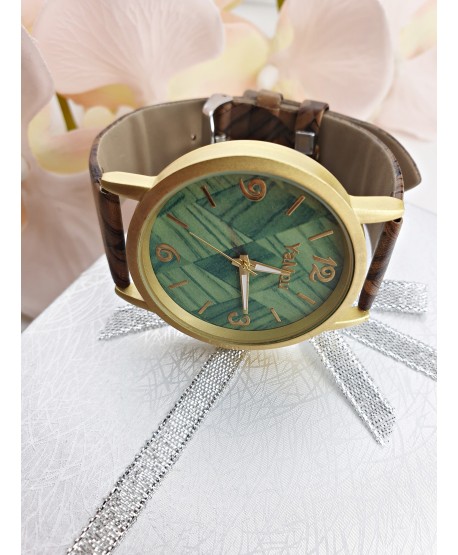 Zegarek damski z ciekawym paskiem brąz