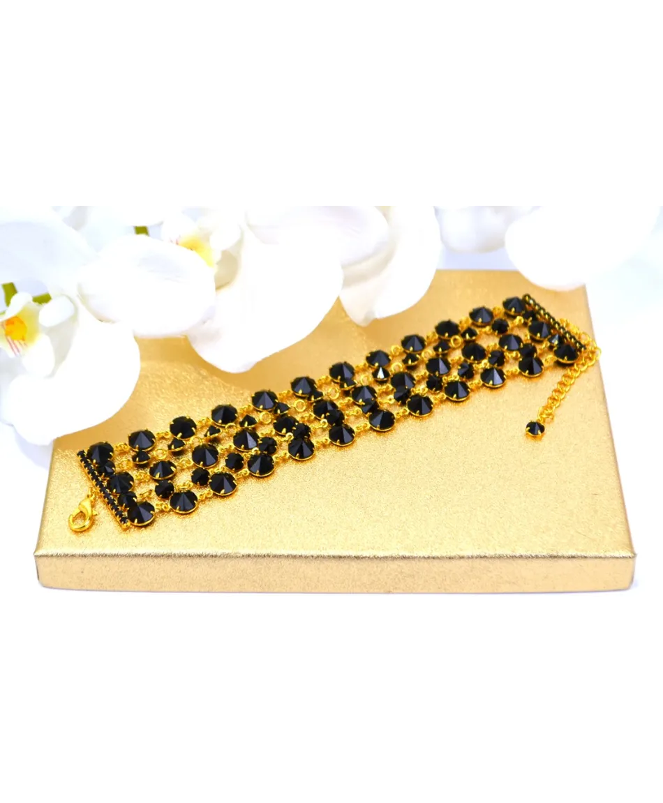 Bransoletka pięciorzędowa z kryształkami w różnych kolorach