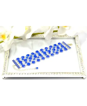 Bransoletka pięciorzędowa z kryształkami w różnych kolorach