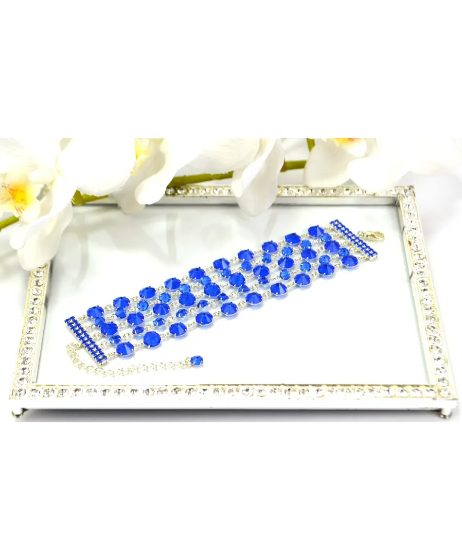 Bransoletka pięciorzędowa z kryształkami w różnych kolorach