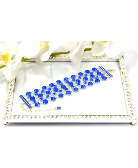 Bransoletka pięciorzędowa z kryształkami w różnych kolorach