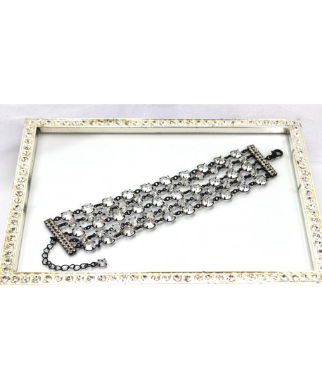 Bransoletka pięciorzędowa z kryształkami w różnych kolorach