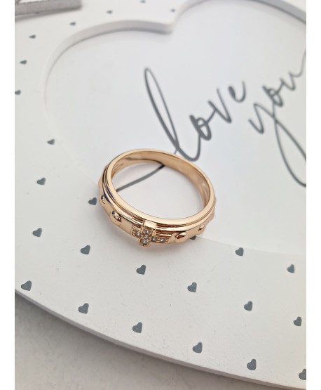 Pierścionek pozłacany różaniec dżety ścięty rant