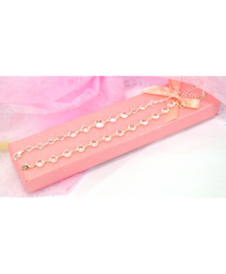 Bransoletka przezroczyste kryształki srebrnej oprawie