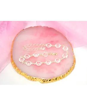 Bransoletka przezroczyste kryształki srebrnej oprawie