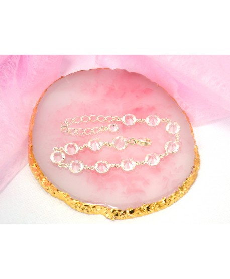 Bransoletka przezroczyste kryształki srebrnej oprawie