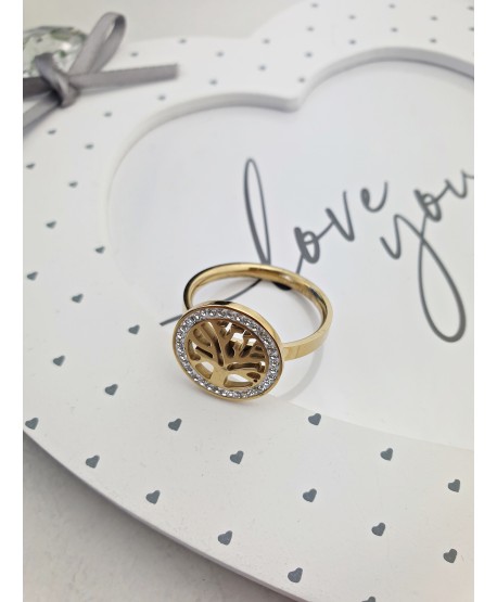 Pierścionek pozłacany drzewko szczęścia