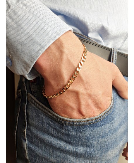 Bransoletka męska stal złoty łańcuch