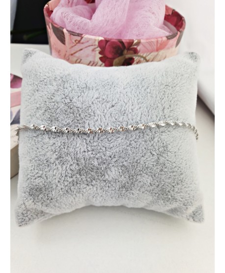 Bransoletka stal srebrna na kostkę łańcuszek