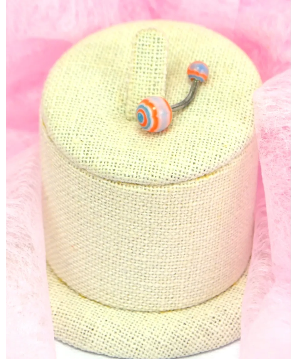 Kolczyk do pępka z kolorowymi kulkami piercing